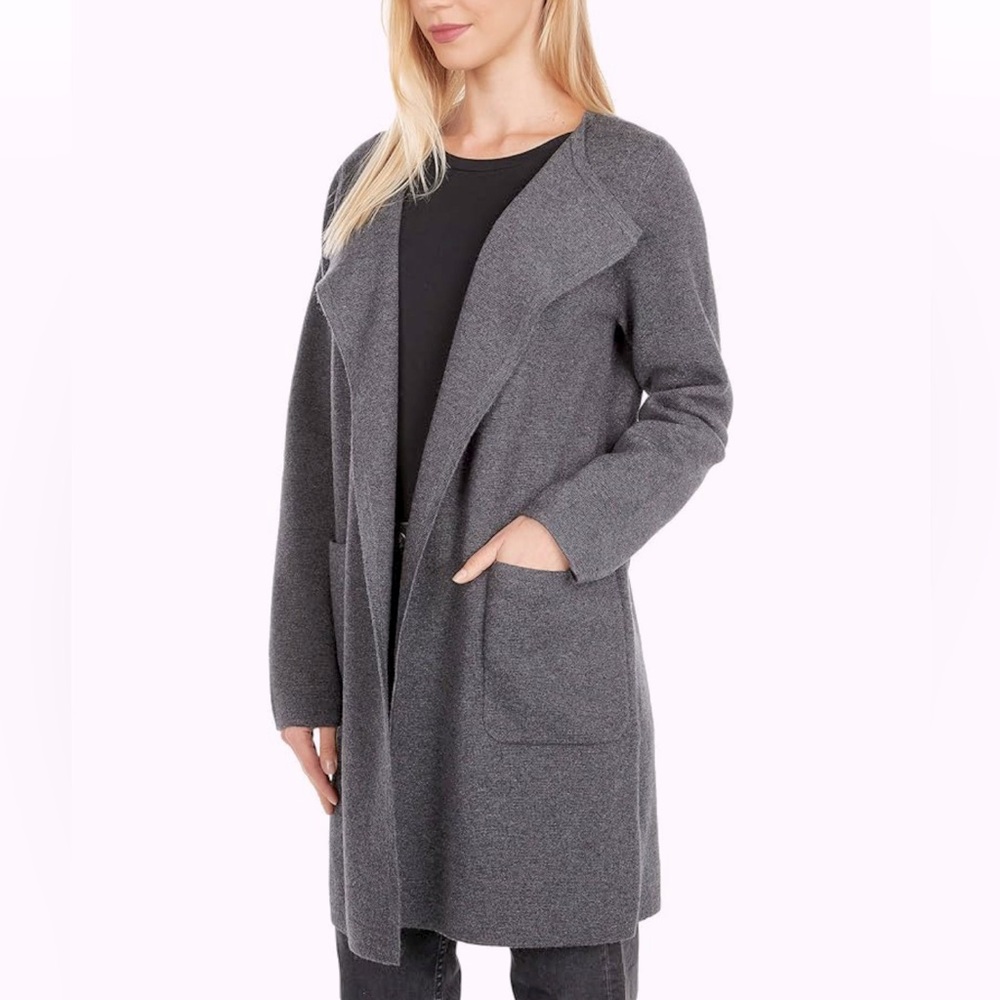 JCrew Juliette collarless sweater-blazer, dark grey, size XS